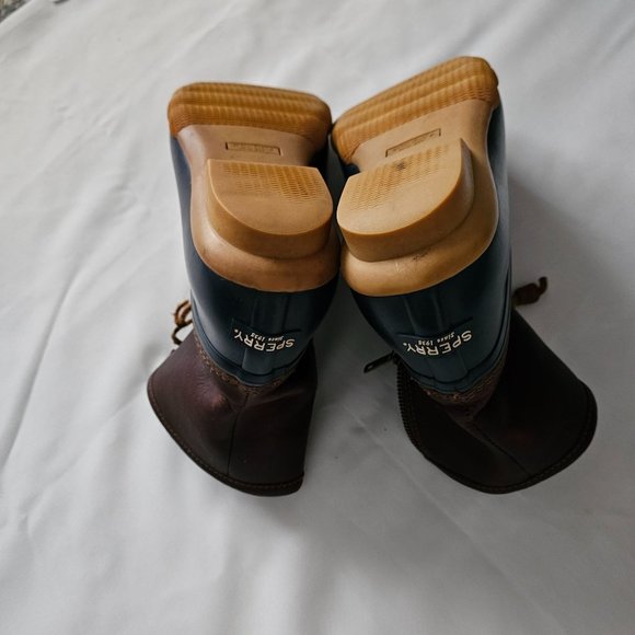 Sperry Women's Tan/Navy All-Weather Leather Saltwater Core Duck Boots Size 9M - Picture 14 of 16